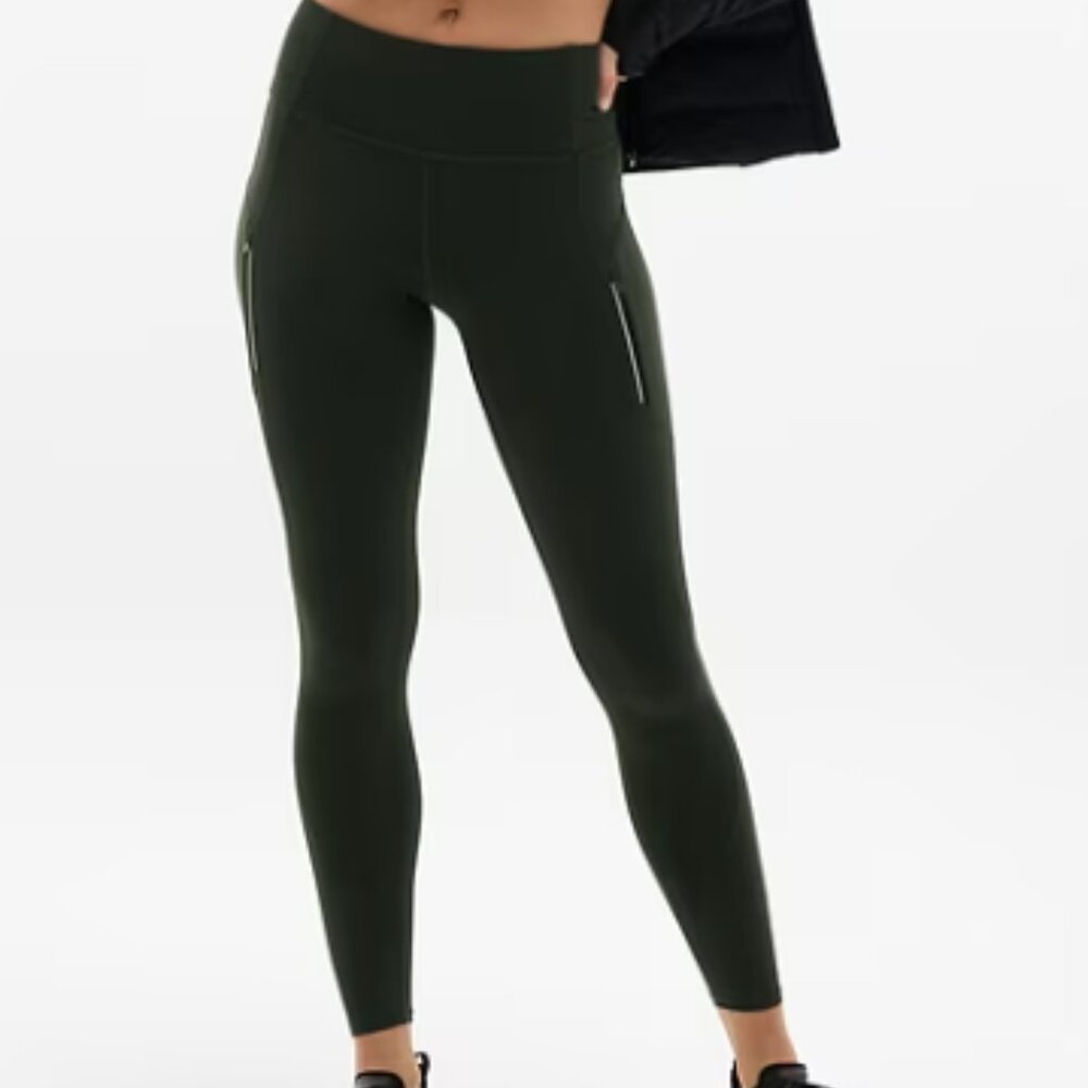 Athleta Dark Green Rainer High Rise Leggings with Pockets